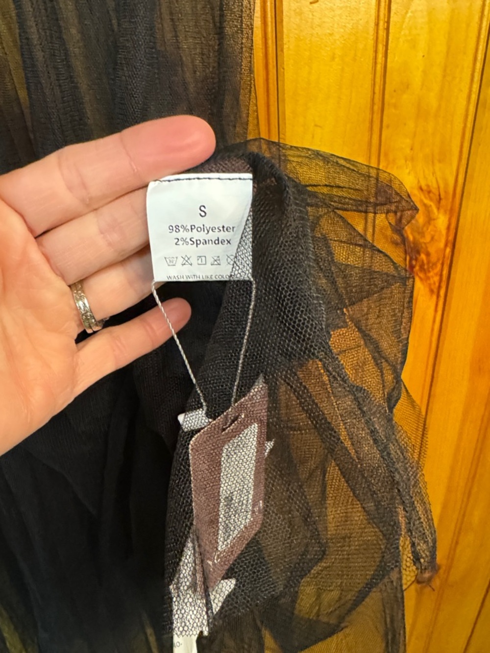 Kohl's Black Puff Sleeve Sheer Tulle Dress - Picture 6 of 7